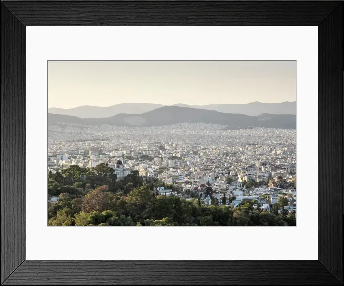Framed Print : View over central Athens from Philopappos Hill, Athens Greece Framed Print : View over central Athens from Philopappos Hill, Athens Greece