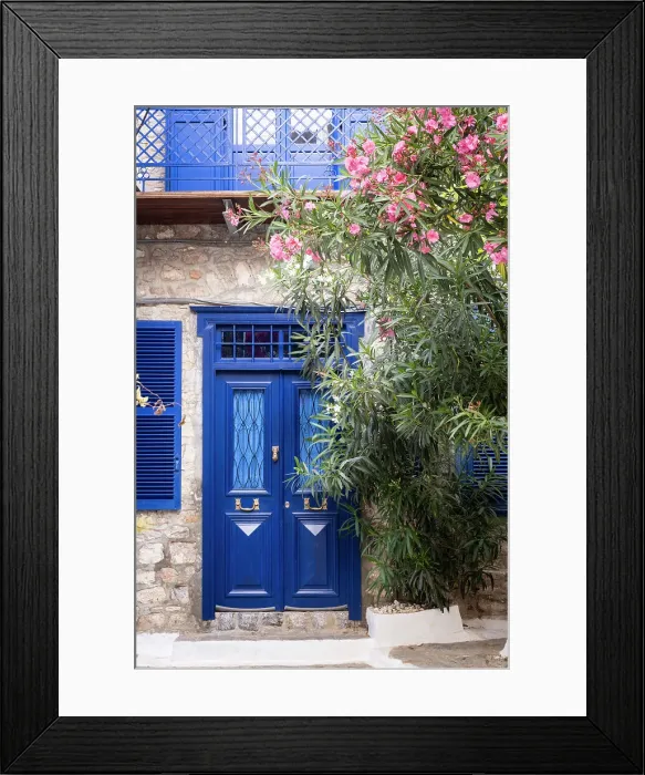Framed Print : Blue door, Hydra Town, Hydra (Ydra), Saronic Islands, Greece