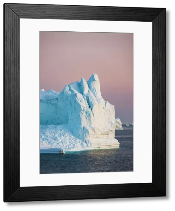 Framed Print : Icebergs at sunrise off of Qaanaaq formerly known as Thule or New Thule, is the main town in the northern part of the Avannaata municipality in northwestern Greenland