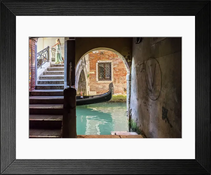 Framed Print : Bridge with canal and gondola, Venice, Veneto, Italy Framed Print : Bridge with canal and gondola, Venice, Veneto, Italy