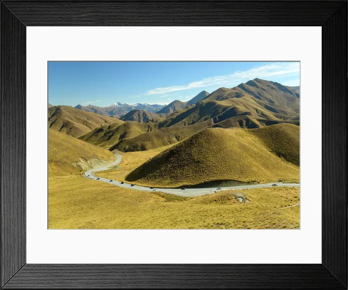 Framed Print : New Zealand, South Island, Otago, Canterbury, Lindis Pass View Framed Print : New Zealand, South Island, Otago, Canterbury, Lindis Pass View