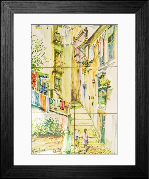 Framed Print : Ceramic tile display in Sintra, Portugal, Europe