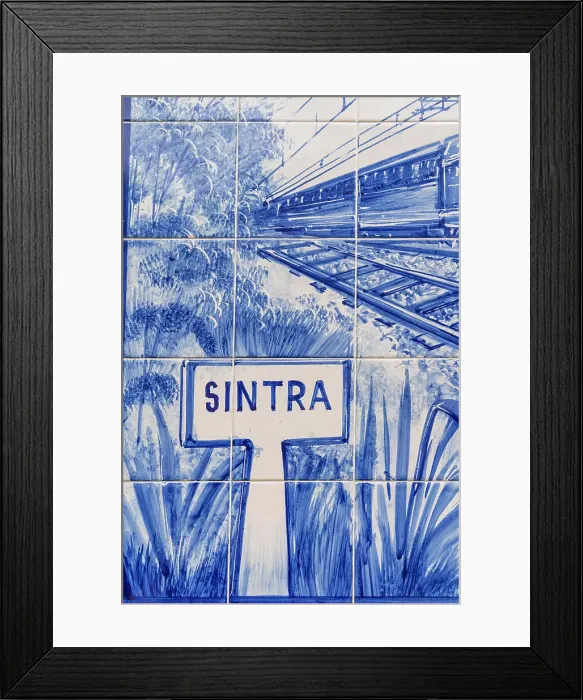 Framed Print : A tiled wall in Sintra, Portugal, Europe