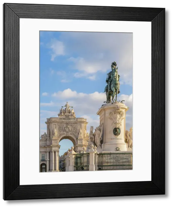 Framed Print : Equestrian Statue of King Jose I with The Arco da Rua Augusta in the background in Praca do Comercio, Lisbon, Portugal, Europe Framed Print : Equestrian Statue of King Jose I with The Arco da Rua Augusta in the background in Praca do Comercio, Lisbon, Portugal, Europe
