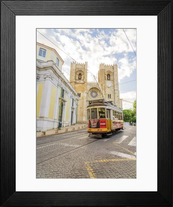 Framed Print : Tram passing Lisbon Cathedral, Lisbon, Portugal, Europe Framed Print : Tram passing Lisbon Cathedral, Lisbon, Portugal, Europe
