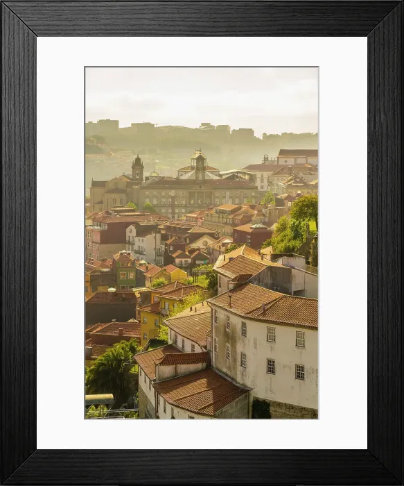 Framed Print : Elevated view over Porto old town at sunset, Porto, Portugal, Europe Framed Print : Elevated view over Porto old town at sunset, Porto, Portugal, Europe