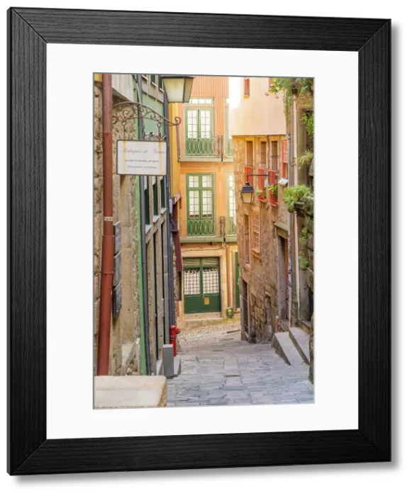 Framed Print : Colourful alley in Porto, Porto, Portugal, Europe Framed Print : Colourful alley in Porto, Porto, Portugal, Europe