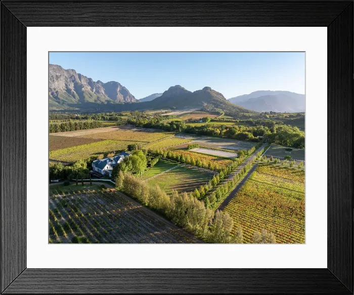Framed Print : Aerial view of Franschhoek wine region, Franschhoek, Western Cape, South Africa Framed Print : Aerial view of Franschhoek wine region, Franschhoek, Western Cape, South Africa