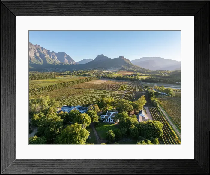 Framed Print : Aerial view of Franschhoek wine region, Franschhoek, Western Cape, South Africa Framed Print : Aerial view of Franschhoek wine region, Franschhoek, Western Cape, South Africa