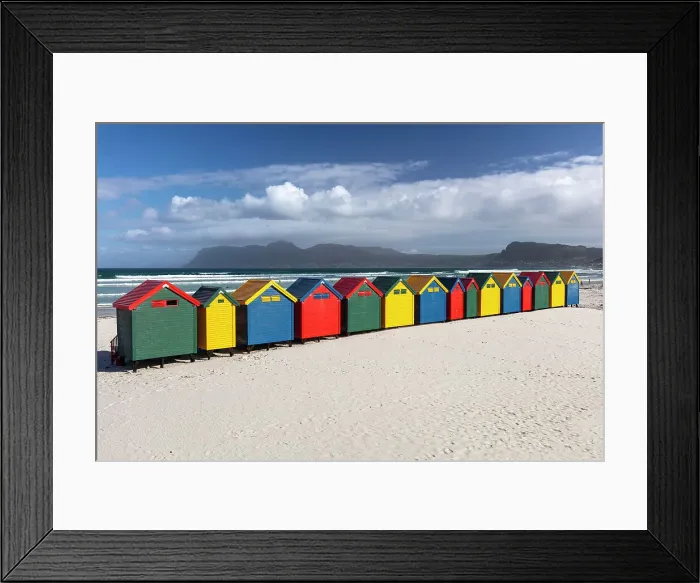 Framed Print : Colourful beach huts, Muizenberg, Cape Town, Western Cape, South Africa Framed Print : Colourful beach huts, Muizenberg, Cape Town, Western Cape, South Africa