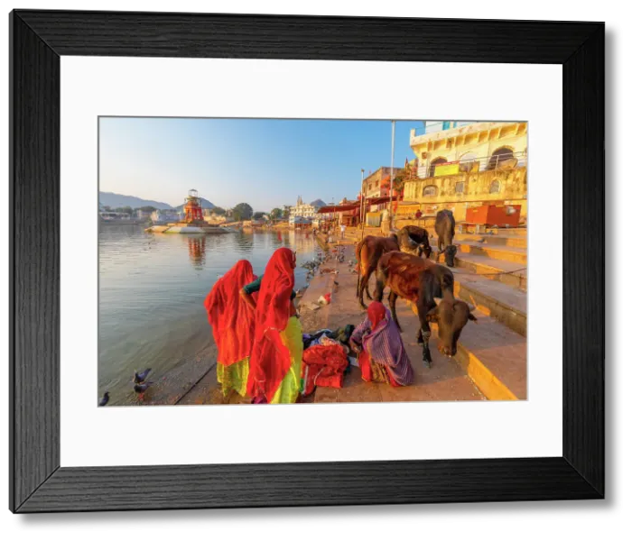 Framed Print : Pilgrims at Pushkar Lake at Sunrise, Pushkar, Rajasthan, India, South Asia Framed Print : Pilgrims at Pushkar Lake at Sunrise, Pushkar, Rajasthan, India, South Asia