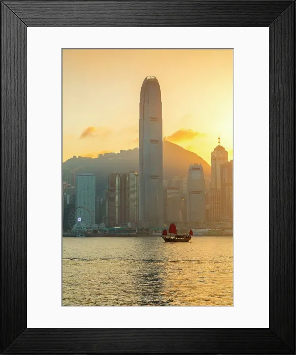 Framed Print : A Red Sail Junk in Hong Kong Harbour, Hong Kong, China Framed Print : A Red Sail Junk in Hong Kong Harbour, Hong Kong, China