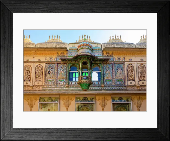 Framed Print : Verandah overlooking the Peacock's Courtyard, City Palace, Udaipur, Rajasthan, India, South Asia Framed Print : Verandah overlooking the Peacock's Courtyard, City Palace, Udaipur, Rajasthan, India, South Asia