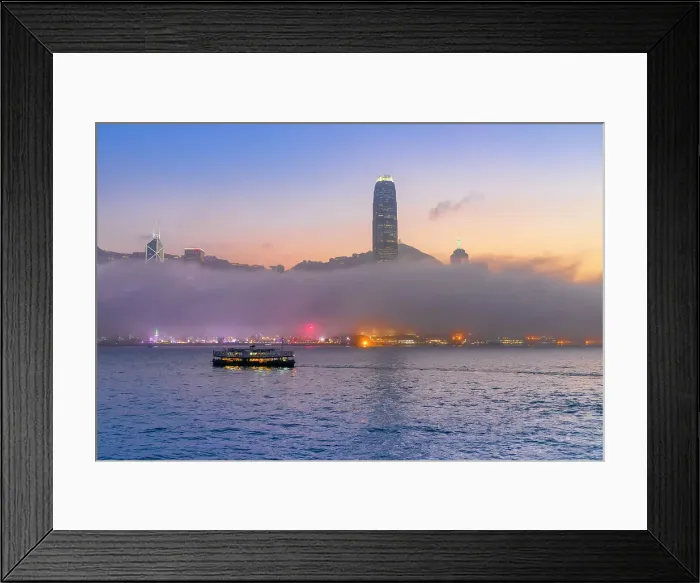 Framed Print : A Red Sail Junk in Hong Kong Harbour, Hong Kong, China