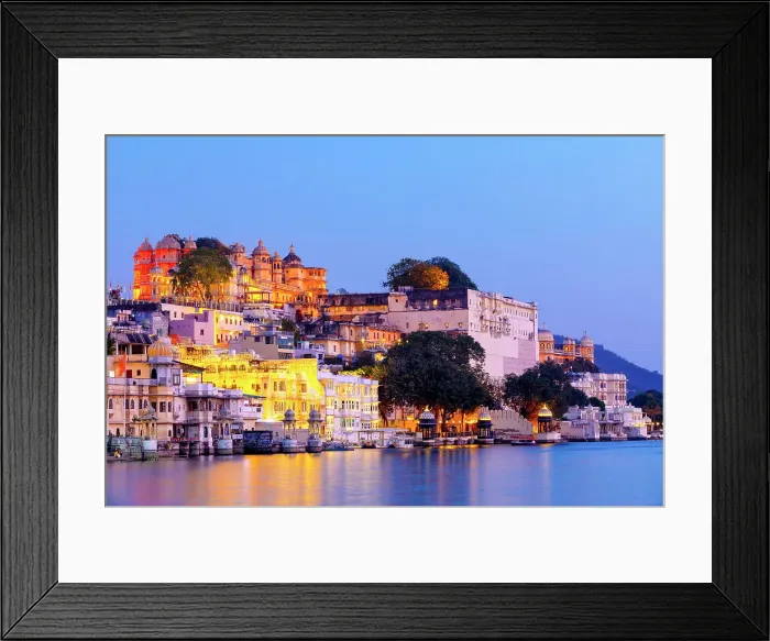 Framed Print : City Palace and Lake Pichola at Dusk, Udaipur, Rajasthan, India, South Asia Framed Print : City Palace and Lake Pichola at Dusk, Udaipur, Rajasthan, India, South Asia