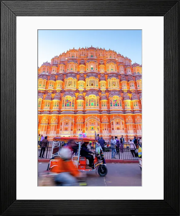 Framed Print : Tuk Tuks In Front of Hawa Mahal at Dusk, Jaipur, Rajasthan, India, South Asia Framed Print : Tuk Tuks In Front of Hawa Mahal at Dusk, Jaipur, Rajasthan, India, South Asia