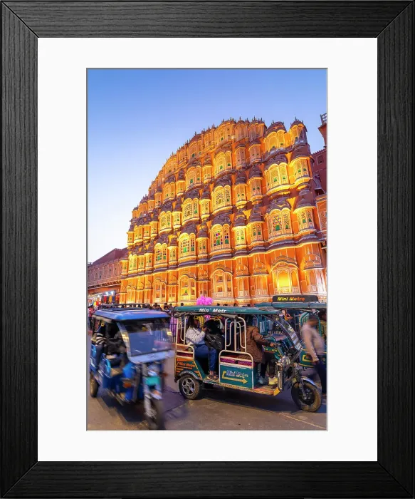 Framed Print : Tuk Tuks In Front of Hawa Mahal at Dusk, Jaipur, Rajasthan, India, South Asia Framed Print : Tuk Tuks In Front of Hawa Mahal at Dusk, Jaipur, Rajasthan, India, South Asia