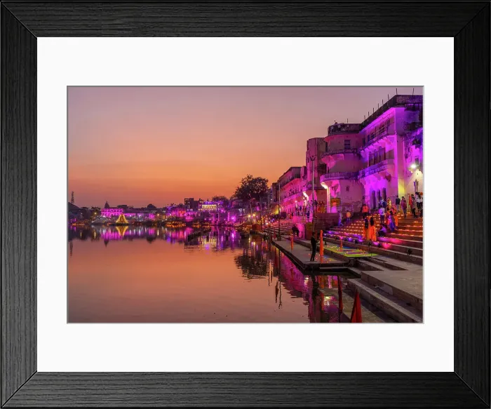 Framed Print : Pushkar Lake at Dusk, Pushkar, Rajasthan, India, South Asia Framed Print : Pushkar Lake at Dusk, Pushkar, Rajasthan, India, South Asia