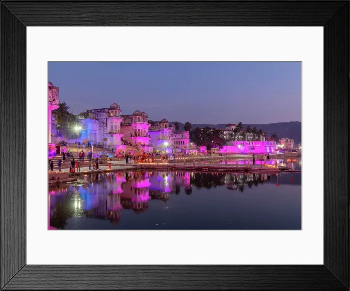 Framed Print : Pushkar Lake at Dusk, Pushkar, Rajasthan, India, South Asia Framed Print : Pushkar Lake at Dusk, Pushkar, Rajasthan, India, South Asia