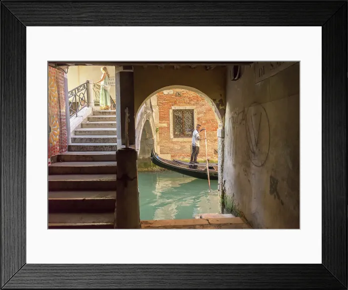 Framed Print : Bridge with canal and gondola, Venice, Veneto, Italy Framed Print : Bridge with canal and gondola, Venice, Veneto, Italy