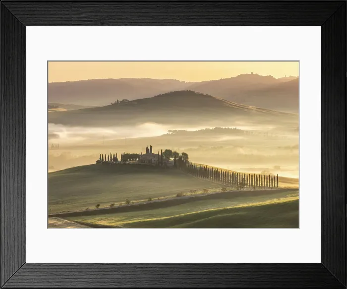 Framed Print : Viale di cipressi near Bagno Vignoni, Val D'Orcia, Tuscany, Italy