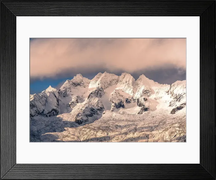 Framed Print : Clouds over snowy mountain peaks in autumn, Valle Del Ferro, Valmasino, Sondrio province, Lombardy, Italy Framed Print : Clouds over snowy mountain peaks in autumn, Valle Del Ferro, Valmasino, Sondrio province, Lombardy, Italy