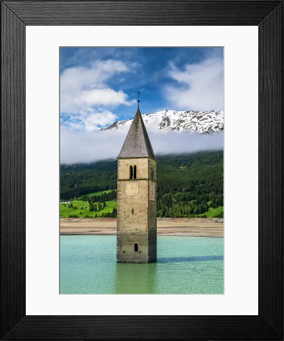 Framed Print : Bell tower emerging from Lake Reschen (Lago di Resia), Graun im Vinschgau-Curon Venosta, Alto Adige-South Tyrol, Italy Framed Print : Bell tower emerging from Lake Reschen (Lago di Resia), Graun im Vinschgau-Curon Venosta, Alto Adige-South Tyrol, Italy