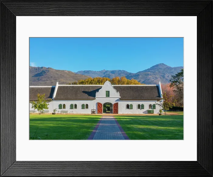 Framed Print : Cape Dutch Architecture on La Motte Wine Estate, Franschhoek Valley, Franschhoek, Western Cape Province, South Africa Framed Print : Cape Dutch Architecture on La Motte Wine Estate, Franschhoek Valley, Franschhoek, Western Cape Province, South Africa