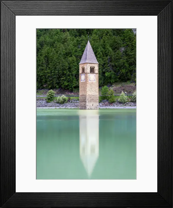 Framed Print : Bell tower emerging from Lake Reschen (Lago di Resia), Graun im Vinschgau-Curon Venosta, Alto Adige-South Tyrol, Italy Framed Print : Bell tower emerging from Lake Reschen (Lago di Resia), Graun im Vinschgau-Curon Venosta, Alto Adige-South Tyrol, Italy