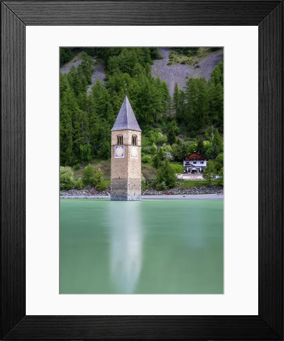 Framed Print : Bell tower emerging from Lake Reschen (Lago di Resia), Graun im Vinschgau-Curon Venosta, Alto Adige-South Tyrol, Italy Framed Print : Bell tower emerging from Lake Reschen (Lago di Resia), Graun im Vinschgau-Curon Venosta, Alto Adige-South Tyrol, Italy