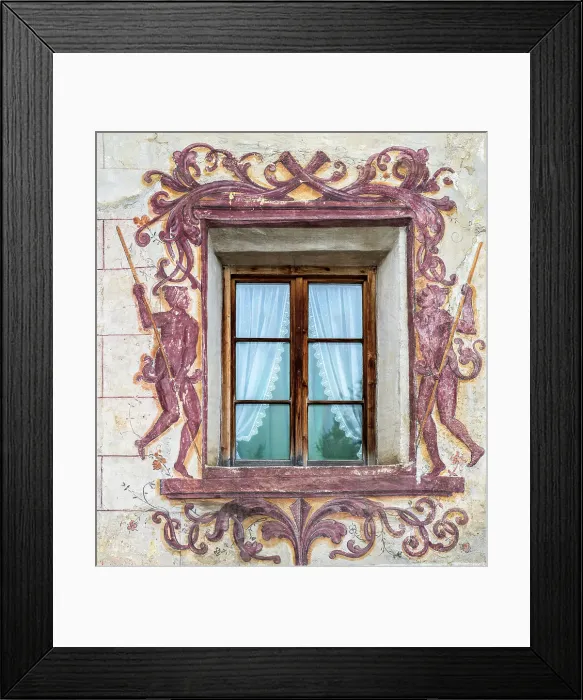 Framed Print : Fresco framed window, Glurns-Glorenza, Vinschgau-Val Venosta, Alto Adige-South Tyrol, Italy Framed Print : Fresco framed window, Glurns-Glorenza, Vinschgau-Val Venosta, Alto Adige-South Tyrol, Italy