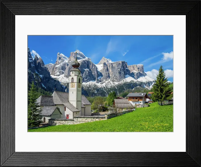 Framed Print : Colfosco-Calfosch with Sella mountain group behind, Val Badia, Dolomites, Alto Adige-South Tyrol, Italy Framed Print : Colfosco-Calfosch with Sella mountain group behind, Val Badia, Dolomites, Alto Adige-South Tyrol, Italy