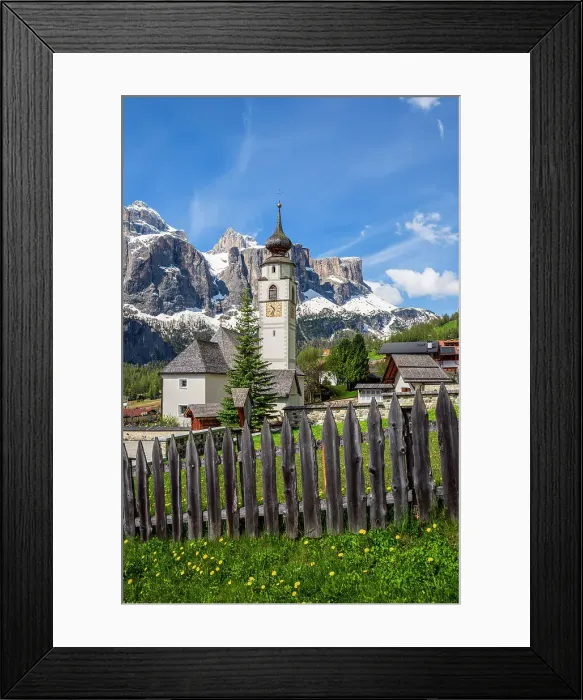 Framed Print : Colfosco-Calfosch with Sella mountain group behind, Val Badia, Dolomites, Alto Adige-South Tyrol, Italy Framed Print : Colfosco-Calfosch with Sella mountain group behind, Val Badia, Dolomites, Alto Adige-South Tyrol, Italy