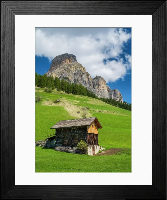 Framed Print : Scenic mountain landscape in spring, Colfosco-Calfosch, Val Badia, Dolomites, Alto Adige-South Tyrol, Italy Framed Print : Scenic mountain landscape in spring, Colfosco-Calfosch, Val Badia, Dolomites, Alto Adige-South Tyrol, Italy