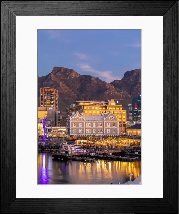 Framed Print : V & A Waterfront and Table Mountain at Dusk, Cape Town, Western Cape Province, South Africa Framed Print : V & A Waterfront and Table Mountain at Dusk, Cape Town, Western Cape Province, South Africa