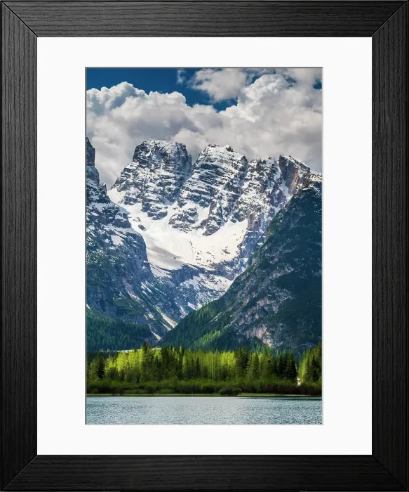 Framed Print : Lake Landro (Durrensee) and Cristallo mountain massif behind, Toblach-Dobbiaco, Alto Adige-South Tyrol, Italy Framed Print : Lake Landro (Durrensee) and Cristallo mountain massif behind, Toblach-Dobbiaco, Alto Adige-South Tyrol, Italy
