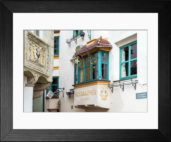 Framed Print : Bay window house, Klausen-Chiusa, Alto Adige-South Tyrol, Italy Framed Print : Bay window house, Klausen-Chiusa, Alto Adige-South Tyrol, Italy