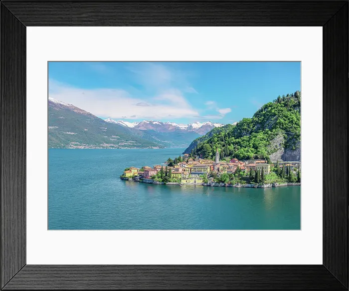 Framed Print : Aerial view of Varenna, Lake Como, Province of Lecco, Lombardy, Italy
