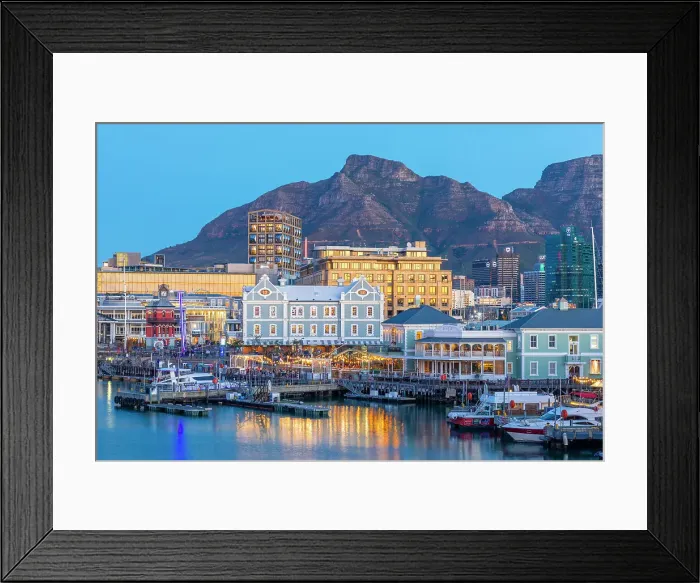 Framed Print : V & A Waterfront and Table Mountain at Dusk, Cape Town, Western Cape Province, South Africa Framed Print : V & A Waterfront and Table Mountain at Dusk, Cape Town, Western Cape Province, South Africa