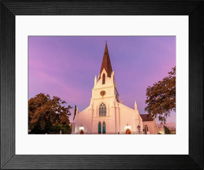 Framed Print : Dutch Reformed Church at Dusk, Stellenbosch, Western Cape Province, South Africa