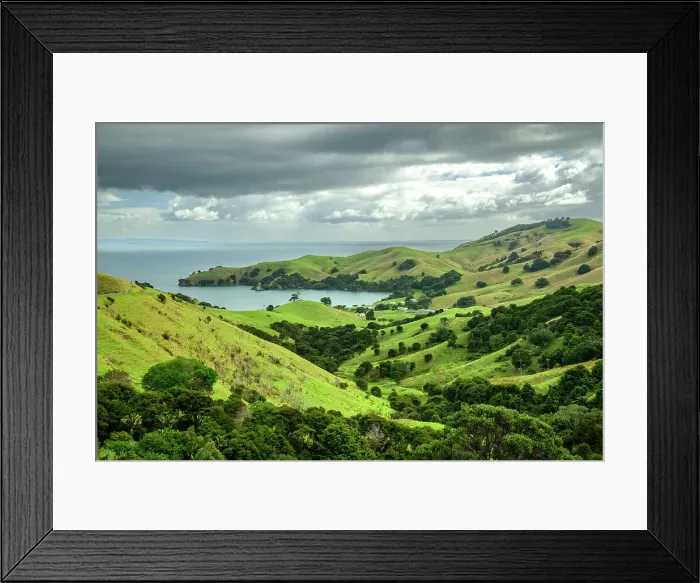 Framed Print : New Zealand, North Island, Coromandel peninsula, Coromandel, Manaia, cove, farm Framed Print : New Zealand, North Island, Coromandel peninsula, Coromandel, Manaia, cove, farm