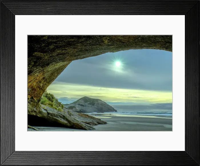 Framed Print : New Zealand, South Island, Farwell Spit, Wharariki Beach, sea cave Framed Print : New Zealand, South Island, Farwell Spit, Wharariki Beach, sea cave