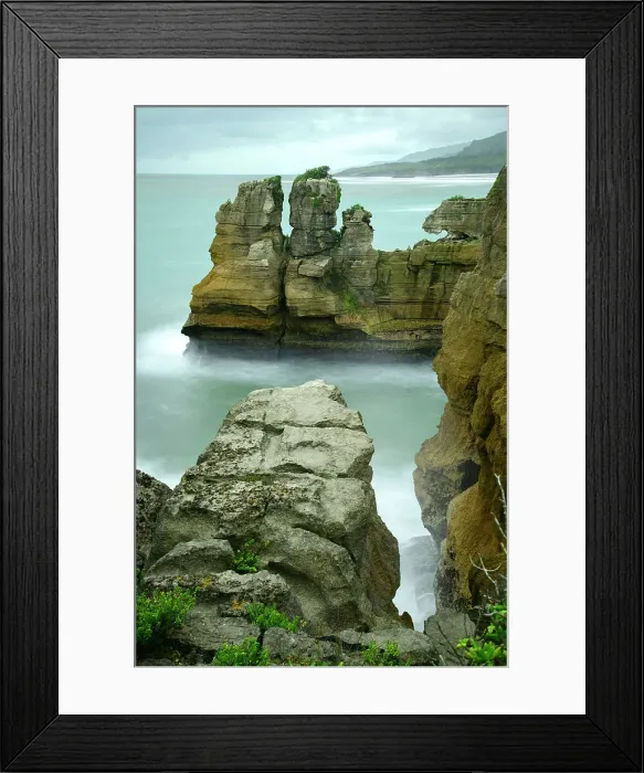 Framed Print : New Zealand, South Island, West Coast, Paparoa National Park, Punakaiki, Pancake Rocks