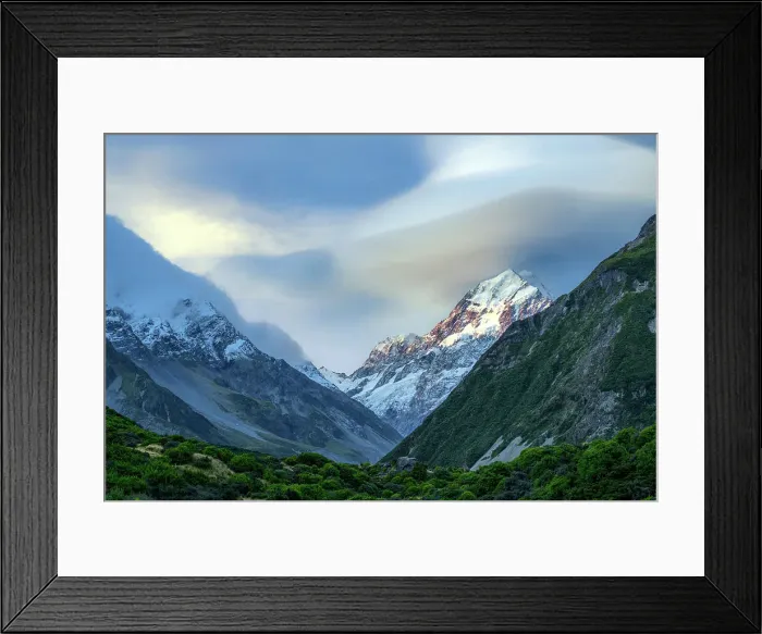 Framed Print : New Zealand, South Island, Southern Alps, Mount Cook National Park, Aoraki, peak