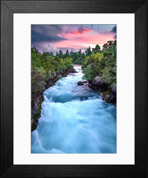 Framed Print : New Zealand, North Island, Taupo, Huka falls at sunset Framed Print : New Zealand, North Island, Taupo, Huka falls at sunset