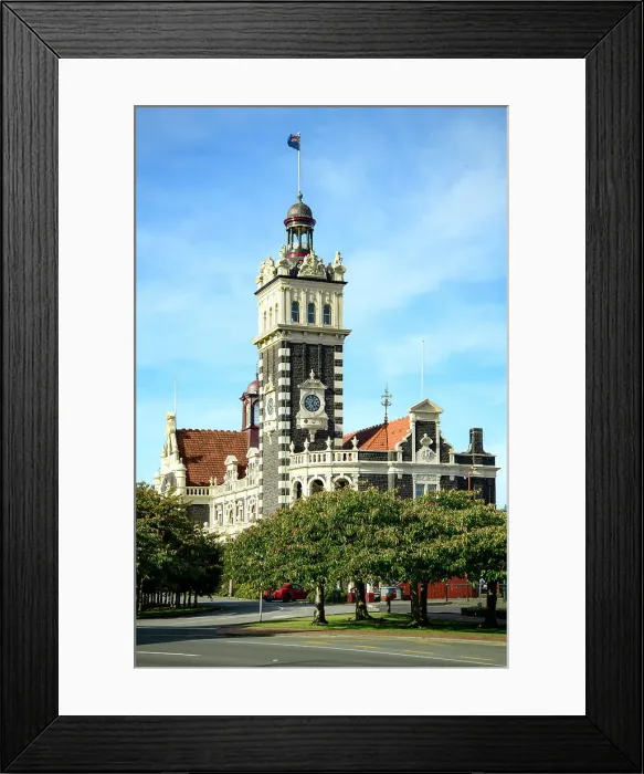 Framed Print : New Zealand, South Island, Otago, Dunedin, Dunedin Railway Station, Flemish Renaissance-style