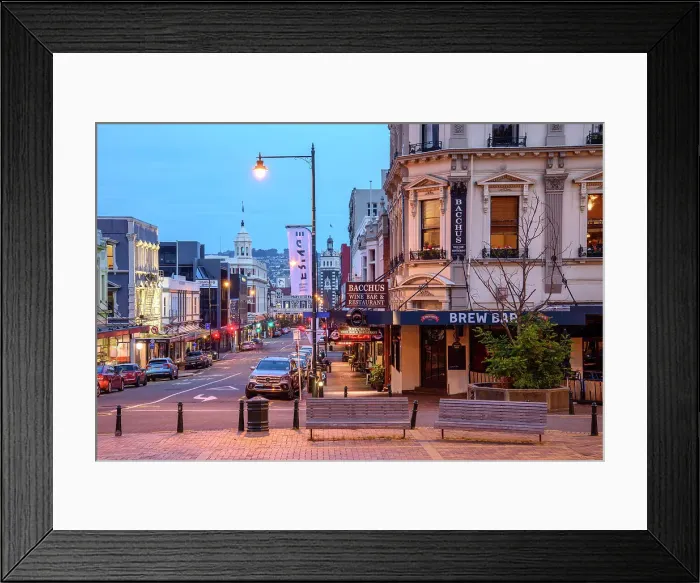 Framed Print : New Zealand, South Island, Otago, Dunedin, Stuart Street
