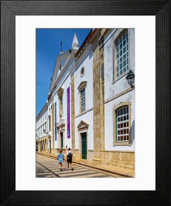 Framed Print : Couple Walking by the Igreja Da Santa Casa da Misericordia De Faro, Faro, Algarve, Portugal Framed Print : Couple Walking by the Igreja Da Santa Casa da Misericordia De Faro, Faro, Algarve, Portugal