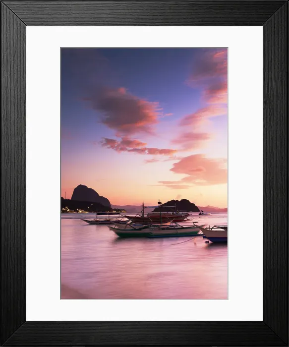 Framed Print : Corong Corong Beach at sunset, El Nido, Bacuit Bay, Palawan, Philippines