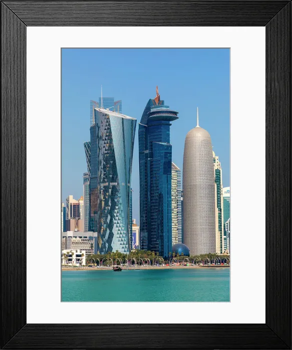 Framed Print : A Traditional Dhow against the West Bay Skyline, Doha, Qatar, West Asia Framed Print : A Traditional Dhow against the West Bay Skyline, Doha, Qatar, West Asia